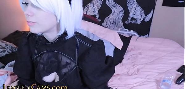  Sexy Pale Thicc Cosplayer Teen Strips on Cam